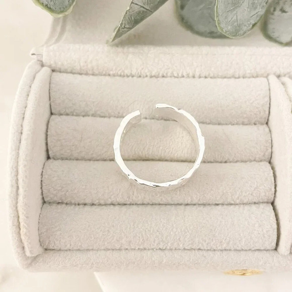 925 Sterling Silver Textured Ring Band Thin Ring Minimalist Ring Foil Ring - Picture 8 of 10